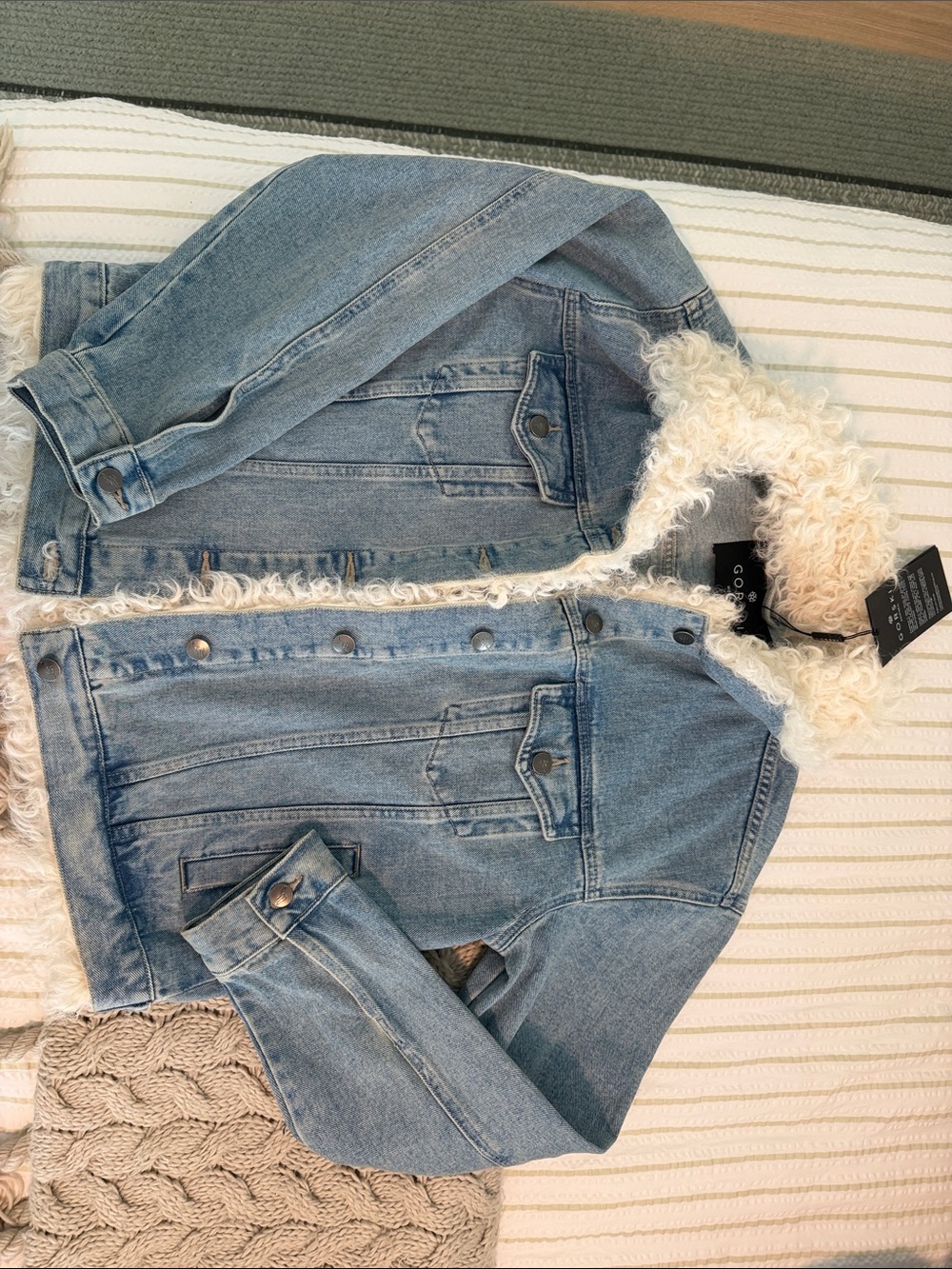 GORSKI Light Blue Faux Shearling Denim Jacket - Women